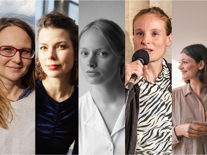 Anke Dörsam, Laura Kind, Marcella Melien, Lena Müller und Mira Lina Simon